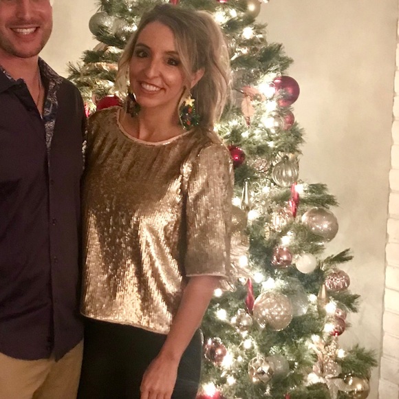 Jcrew Sequin Rose Gold Sequin Tie Back holiday Top - Picture 7 of 7